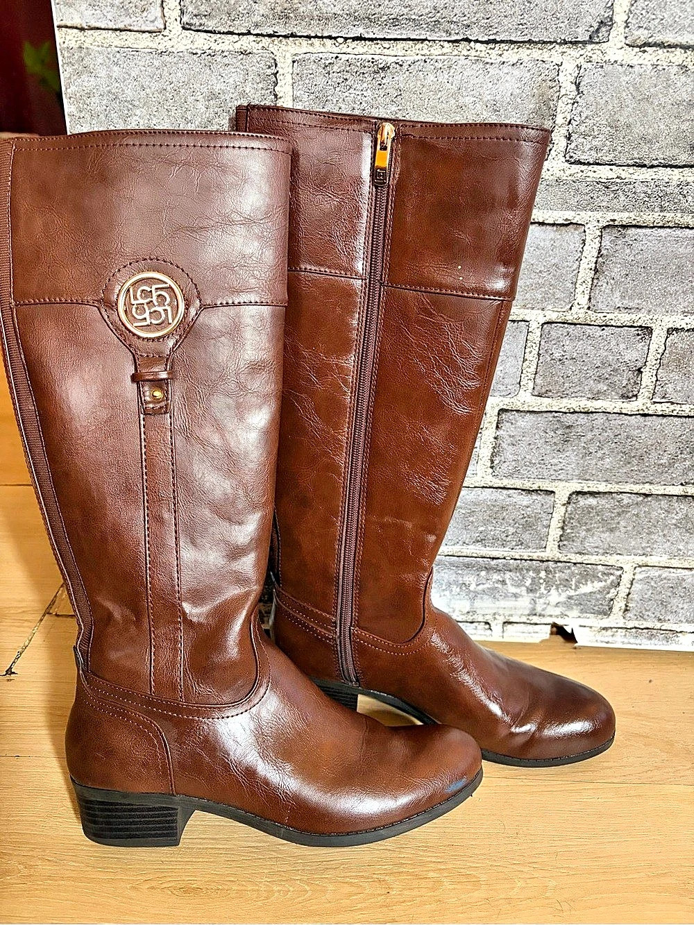 LC Lauren Conrad Knee-High Heeled Boots in Brown